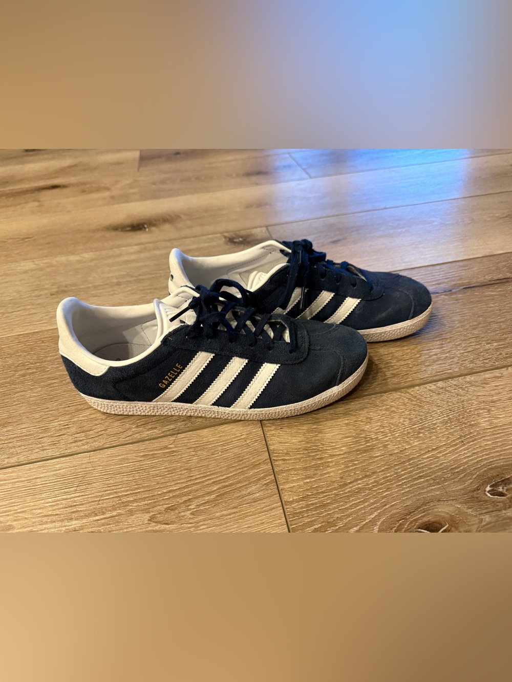 Adidas Gazelle Navy Suede Sneakers with White Stripes